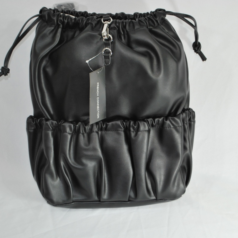French Connection Black Dane Drawstring Backpack